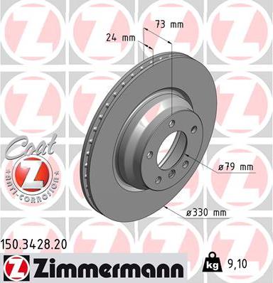 Zimmermann 150.3428.20 - Гальмівний диск autocars.com.ua