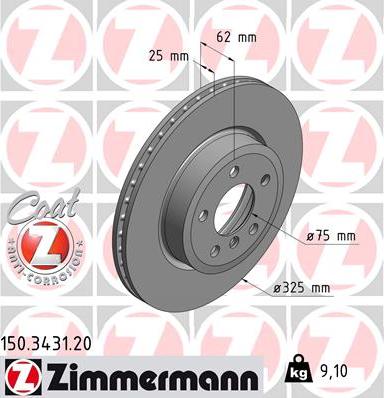 Zimmermann 150.3431.20 - Тормозной диск avtokuzovplus.com.ua