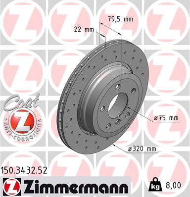 Zimmermann 150.3432.52 - Тормозной диск avtokuzovplus.com.ua