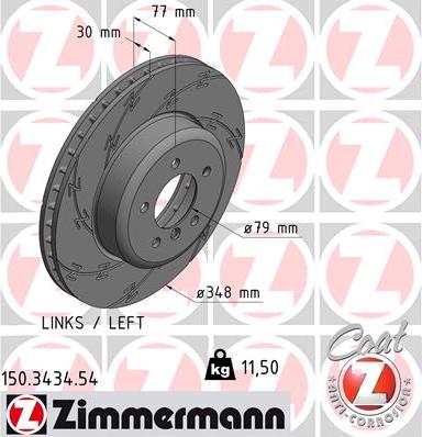 Zimmermann 150.3434.54 - Гальмівний диск autocars.com.ua