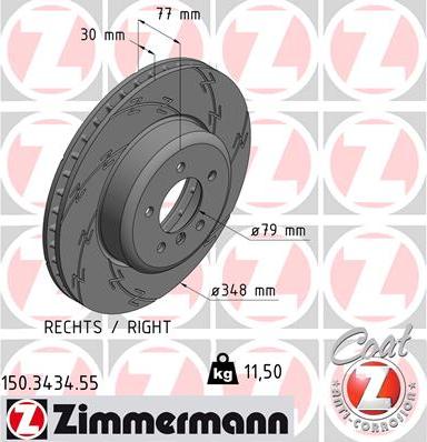 Zimmermann 150.3434.55 - Гальмівний диск autocars.com.ua