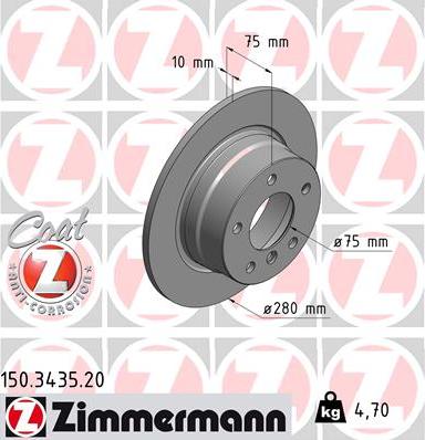 Zimmermann 150.3435.20 - Тормозной диск avtokuzovplus.com.ua