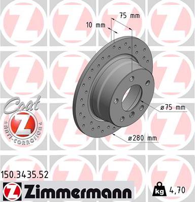 Zimmermann 150.3435.52 - Гальмівний диск autocars.com.ua