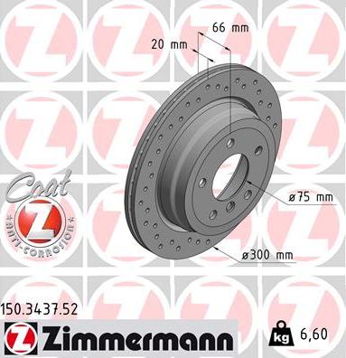 Zimmermann 150.3437.52 - Тормозной диск avtokuzovplus.com.ua