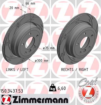 Zimmermann 150.3437.53 - Гальмівний диск autocars.com.ua