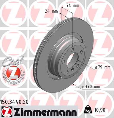 Zimmermann 150.3440.20 - Гальмівний диск autocars.com.ua