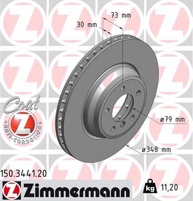 Zimmermann 150.3441.20 - Гальмівний диск autocars.com.ua