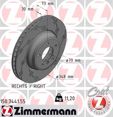 Zimmermann 150.3441.55 - Гальмівний диск autocars.com.ua