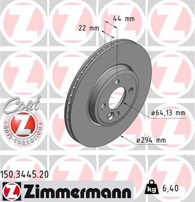 Zimmermann 150.3445.20 - Тормозной диск avtokuzovplus.com.ua