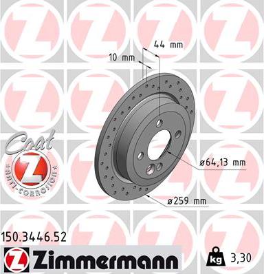 Zimmermann 150.3446.52 - Гальмівний диск autocars.com.ua