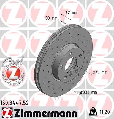 Zimmermann 150.3447.52 - Тормозной диск avtokuzovplus.com.ua