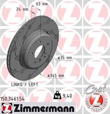 Zimmermann 150.3461.54 - Тормозной диск avtokuzovplus.com.ua