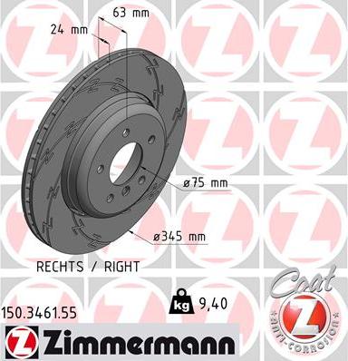 Zimmermann 150.3461.55 - Гальмівний диск autocars.com.ua