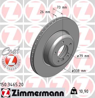 Zimmermann 150.3465.20 - Гальмівний диск autocars.com.ua