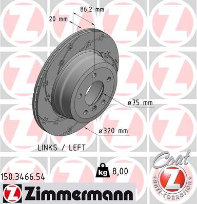 Zimmermann 150.3466.54 - Тормозной диск avtokuzovplus.com.ua