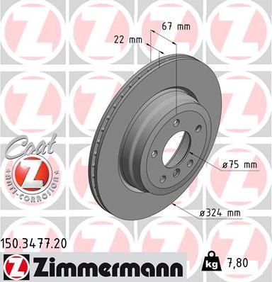 Zimmermann 150.3477.20 - Тормозной диск avtokuzovplus.com.ua