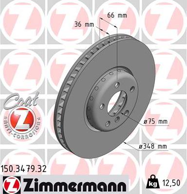 Zimmermann 150.3479.32 - Гальмівний диск autocars.com.ua