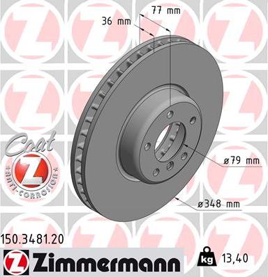 Zimmermann 150.3481.20 - Тормозной диск autodnr.net