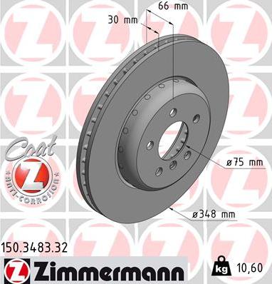 Zimmermann 150.3483.32 - Гальмівний диск autocars.com.ua