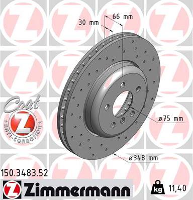 Zimmermann 150.3483.52 - Гальмівний диск autocars.com.ua