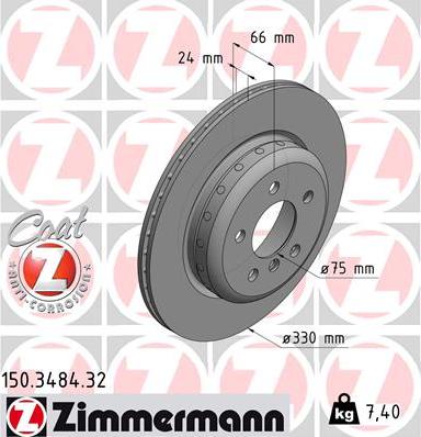 Zimmermann 150.3484.32 - Гальмівний диск autocars.com.ua