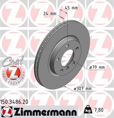 Zimmermann 150.3486.20 - Гальмівний диск autocars.com.ua