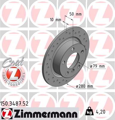 Zimmermann 150.3487.52 - Гальмівний диск autocars.com.ua