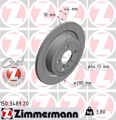 Zimmermann 150.3489.20 - Тормозной диск avtokuzovplus.com.ua