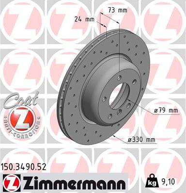 Zimmermann 150.3490.52 - Гальмівний диск autocars.com.ua