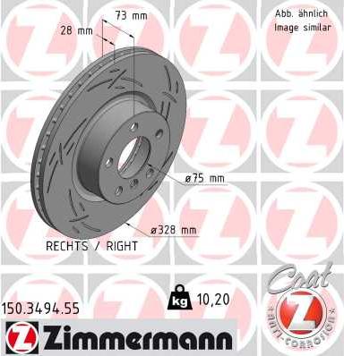 Zimmermann 150.3494.55 - Гальмівний диск autocars.com.ua