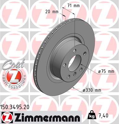 Zimmermann 150.3495.20 - Тормозной диск avtokuzovplus.com.ua