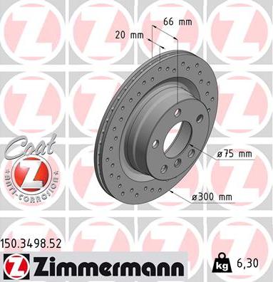 Zimmermann 150.3498.52 - Тормозной диск avtokuzovplus.com.ua