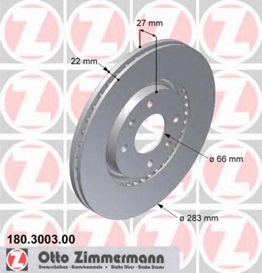 Zimmermann 180 3003 00 - Гальмівний диск autocars.com.ua