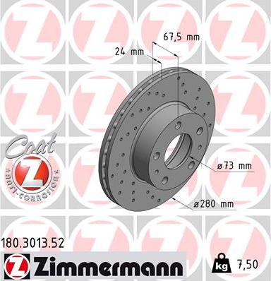 Zimmermann 180.3013.52 - Гальмівний диск autocars.com.ua