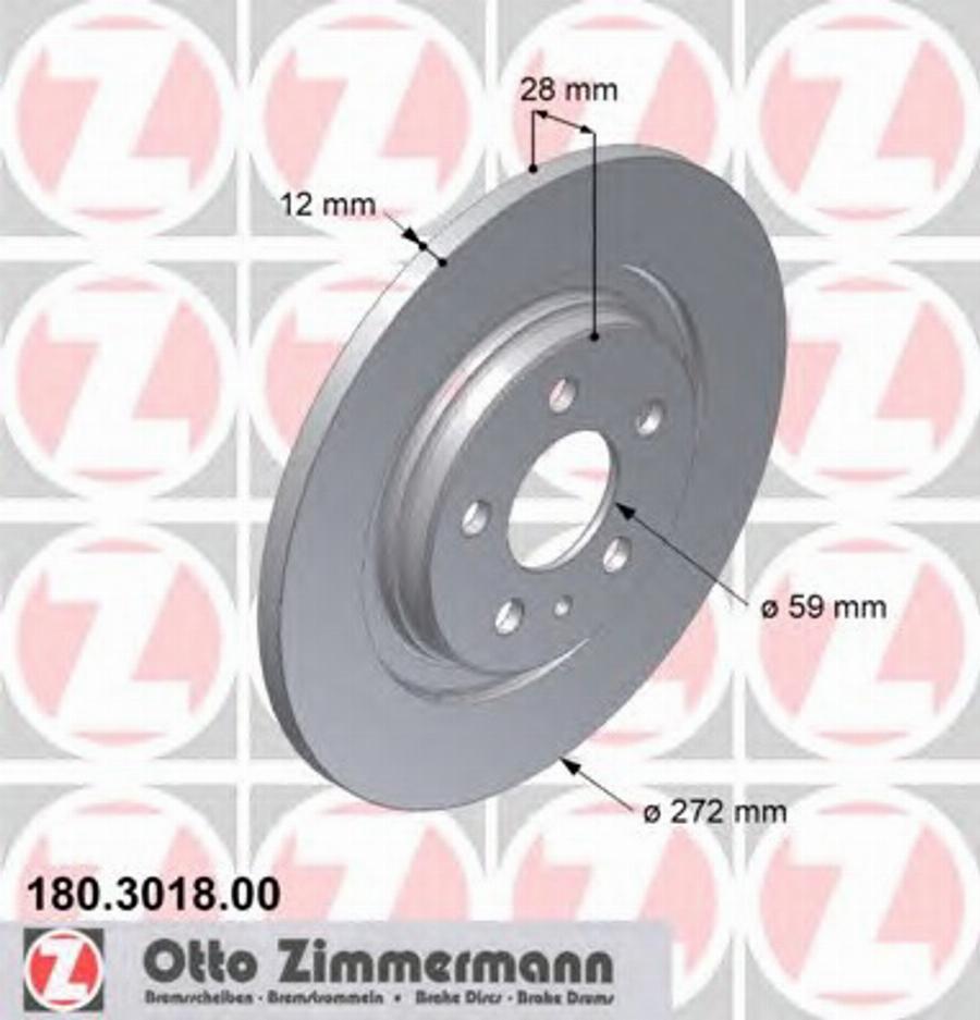 Zimmermann 180.3018.00 - Тормозной диск avtokuzovplus.com.ua