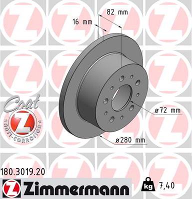 Zimmermann 180.3019.20 - Тормозной диск avtokuzovplus.com.ua