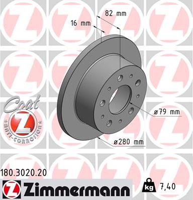 Zimmermann 180.3020.20 - Тормозной диск autodnr.net