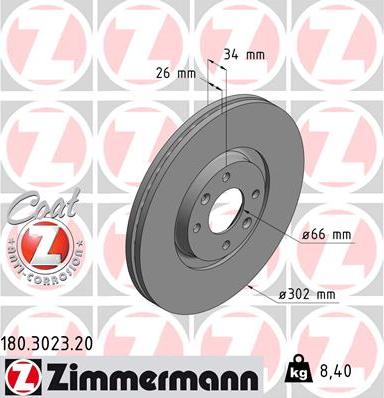 Zimmermann 180.3023.20 - Тормозной диск avtokuzovplus.com.ua