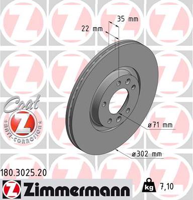 Zimmermann 180.3025.20 - Тормозной диск avtokuzovplus.com.ua