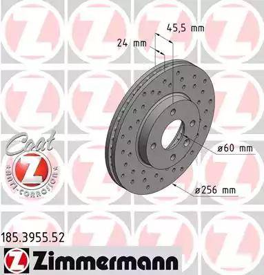 Zimmermann 185.3955.52 - Гальмівний диск autocars.com.ua