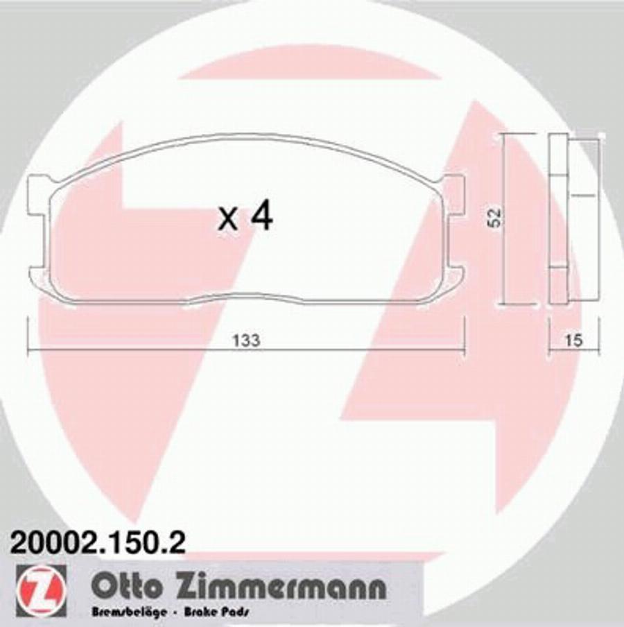 Zimmermann 200021502 - Тормозные колодки, дисковые, комплект avtokuzovplus.com.ua