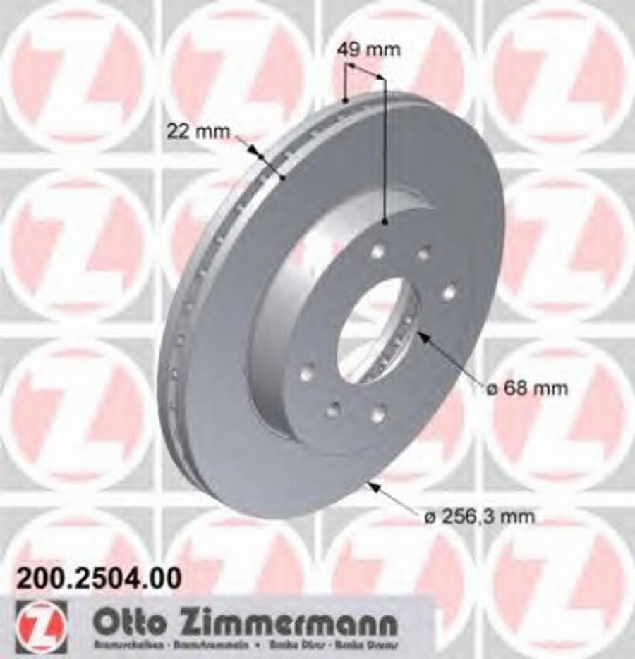 Zimmermann 200 2504 00 - Тормозной диск avtokuzovplus.com.ua