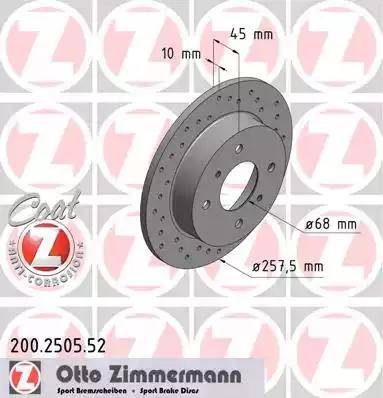 Zimmermann 200.2505.52 - Тормозной диск autodnr.net