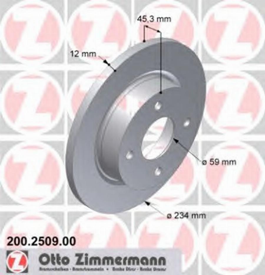 Zimmermann 200 2509 00 - Гальмівний диск autocars.com.ua