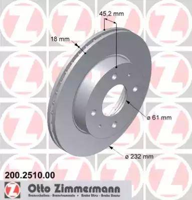 Zimmermann 200.2510.00 - Гальмівний диск autocars.com.ua