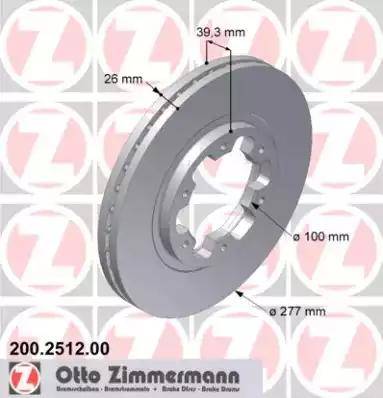 Zimmermann 200.2512.00 - Тормозной диск avtokuzovplus.com.ua