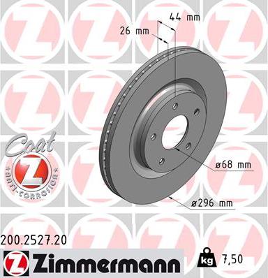 Zimmermann 200.2527.20 - Тормозной диск avtokuzovplus.com.ua