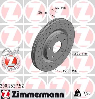 Zimmermann 200.2527.52 - Тормозной диск avtokuzovplus.com.ua