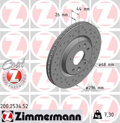 Zimmermann 200.2534.52 - Гальмівний диск autocars.com.ua
