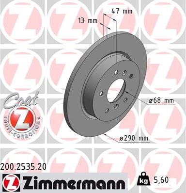 Zimmermann 200.2535.20 - Гальмівний диск autocars.com.ua